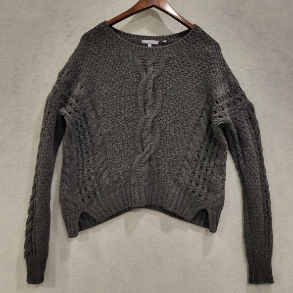 Vince‎ Black Yak / Wool Cable Knit Sweater Women’s Large Soft Warm Cozy - Picture 1 of 6